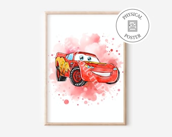 Poster per auto effetto acquerello - Decorazione murale con auto - Stampa di auto - Decorazione murale con schizzi di acquerello - Regalo per baby shower - Regalo di compleanno per ragazzi