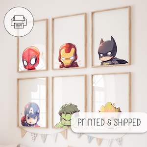 Niedliche Superhelden Prints - Superhelden Wand Kunst Dekor - Kinderzimmer Dekor - Kunst Galerie Wand - 6 Superhelden Poster - Baby Zimmer Dekor