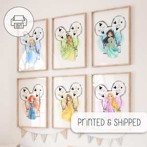 Juego de 6 carteles de princesas: decoración de pared, decoración de habitación de niña, carteles inspiradores de princesas, decoración de dormitorio infantil con estampado de princesas