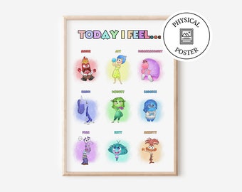 1 Poster From Inside Out 2 Characters - Nursery Room Art Decor - Posters Watercolor Art - Its okay to Feel all the Feels - Kids Motivation