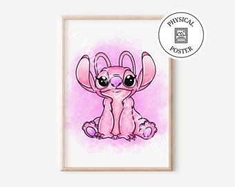 Lilo And Stitch Watercolor Art Print - Lilo And Stitch Poster - Nursery Room Wall Decor Gifts - Stitch Painting - Ohana Means Family Poster