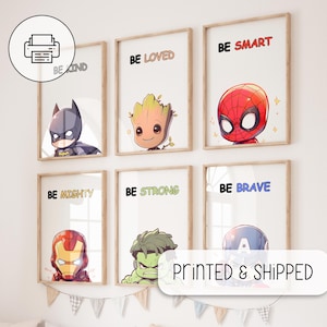 Niedliche Superhelden Prints - Superhelden Wand Kunst Dekor - Kinderzimmer Dekor - Kunst Galerie Wand - 6 Superhelden Poster - Baby Zimmer Dekor