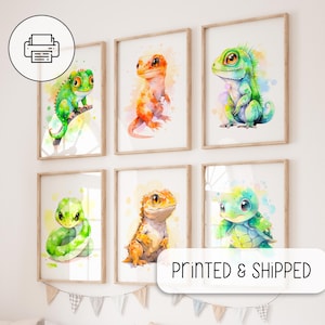 Watercolor Reptiles Prints - Baby Animal Prints - Nursery Room Decor - High Quality Watercolor Posters - Wall Art, Canvas Art, Painting