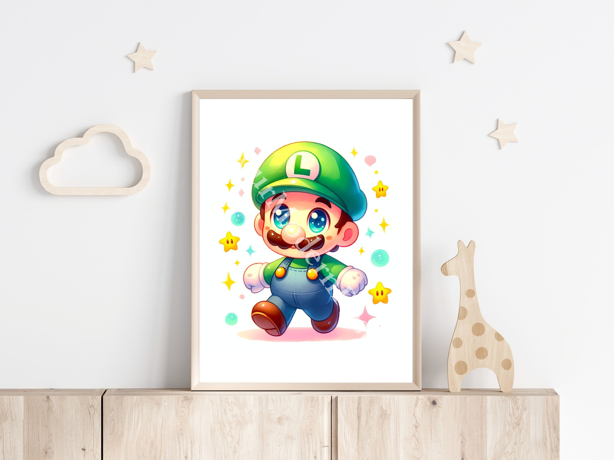 Cute Set of 4 Super Mario Posters Prints for Kids, Super Mario Painting ...