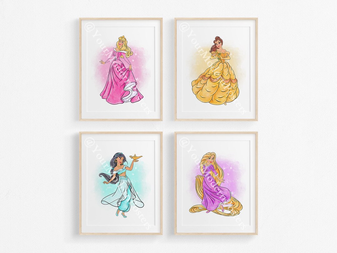 Princesses Set of 4 Posters - Wall Art Decor - Girl Room Decor ...