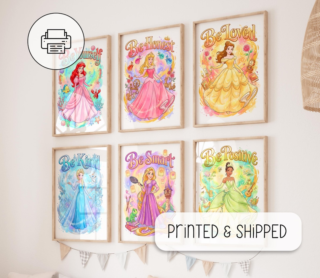 Princesses Set of 6 Posters - Wall Art Decor - Girl Room Decor ...