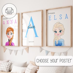Decor meisjeskamer, gepersonaliseerde prinses aquarel kunst, meisjeskamer kasteel print, aangepaste eerste naam print, meisjeskamer decoratie muurkunst