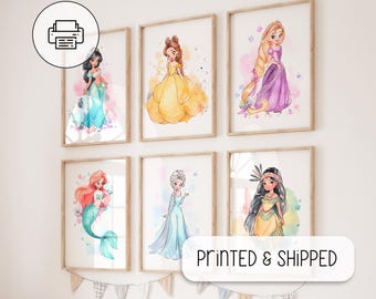 Princesses Set Of 6 Posters - Wall Art Decor - Girl Room Decor - Princess Nursery - Princess Print Kid&#39;s Bedroom Decoration