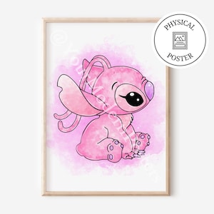 Impression d&#39;art aquarelle Lilo et Stitch - Poster Lilo et Stitch - Cadeaux de décoration murale pour chambre d&#39;enfant - Peinture Stitch - Poster Ohana Means Family