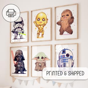 Niedliche Chibi Star Wars Charaktere - Kinderzimmer Zimmer Dekor - Kunst Galerie Wand - 6 Starwars Poster - Baby Zimmer Dekor - Aquarell Art Print
