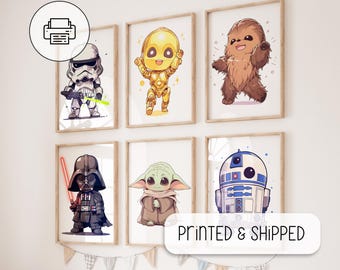 Cute Chibi Star Wars Characters - Nursery Room Decor - Art Gallery Wall - Set of 6 Starwars Posters - Baby Room Decor - Watercolor Art Print