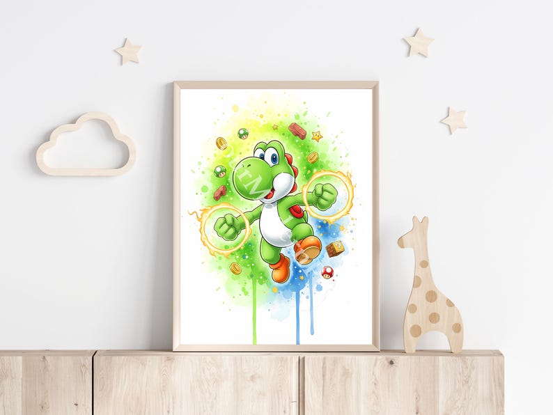 Cute Set of 3 Super Mario Posters - Prints for Kids, Mario Painting ...