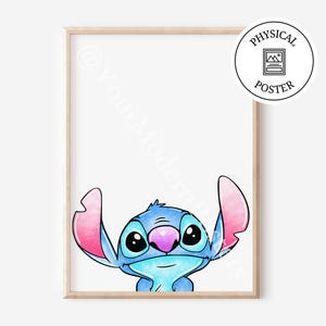 Impression d&#39;art aquarelle Lilo et Stitch - Poster Lilo et Stitch - Cadeaux de décoration murale pour chambre d&#39;enfant - Peinture Stitch - Poster Ohana Means Family