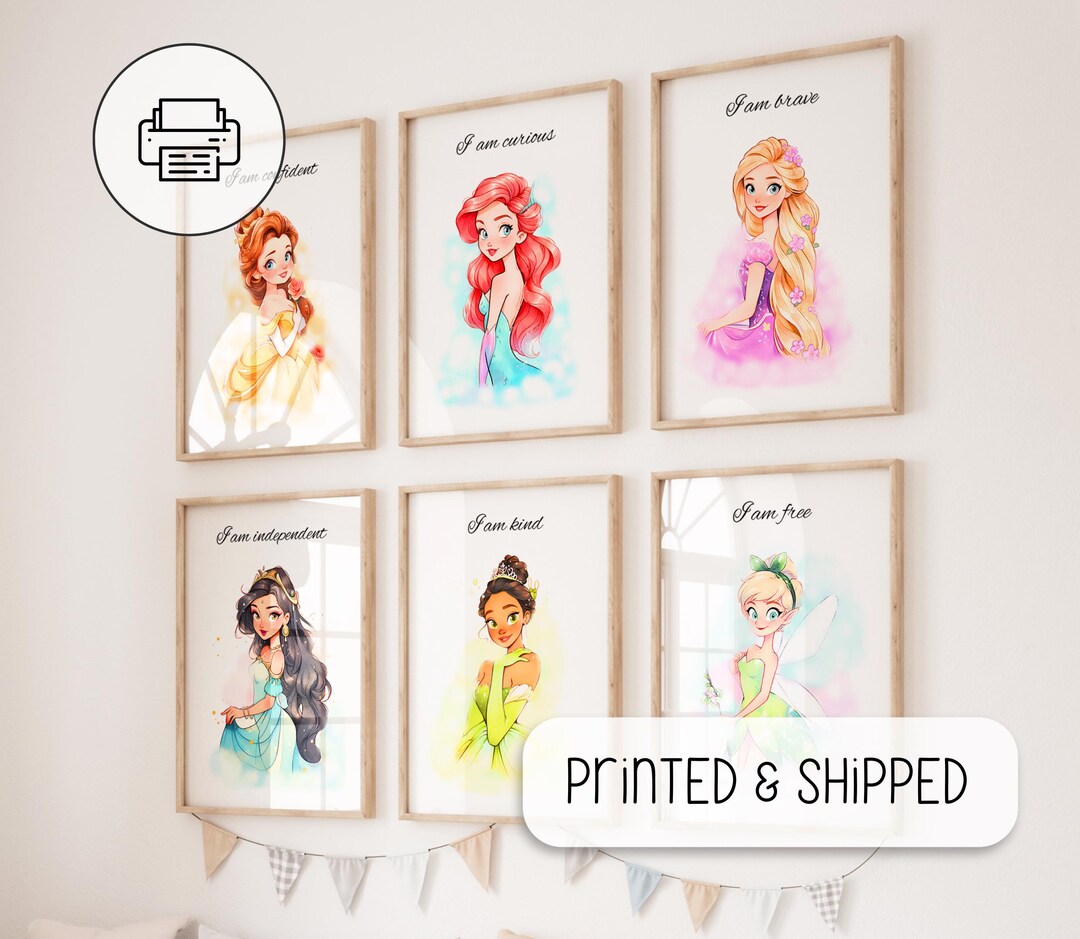 Princesses Set of 6 Posters - Wall Art Decor - Girl Room Decor ...