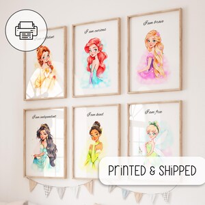 Juego de 6 carteles de princesas: decoración de pared, decoración de habitación de niña, carteles inspiradores de princesas, decoración de dormitorio infantil con estampado de princesas