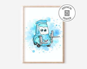 Poster per auto effetto acquerello - Decorazione murale con auto - Stampa di auto - Decorazione murale con schizzi di acquerello - Regalo per baby shower - Regalo di compleanno per ragazzi