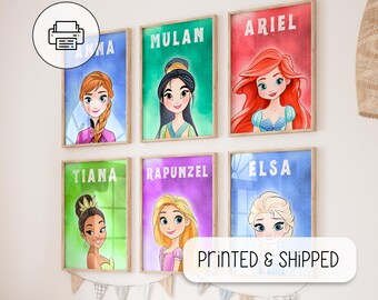 Princess Poster Set: Playroom Wall Art, Gift for Little Girl