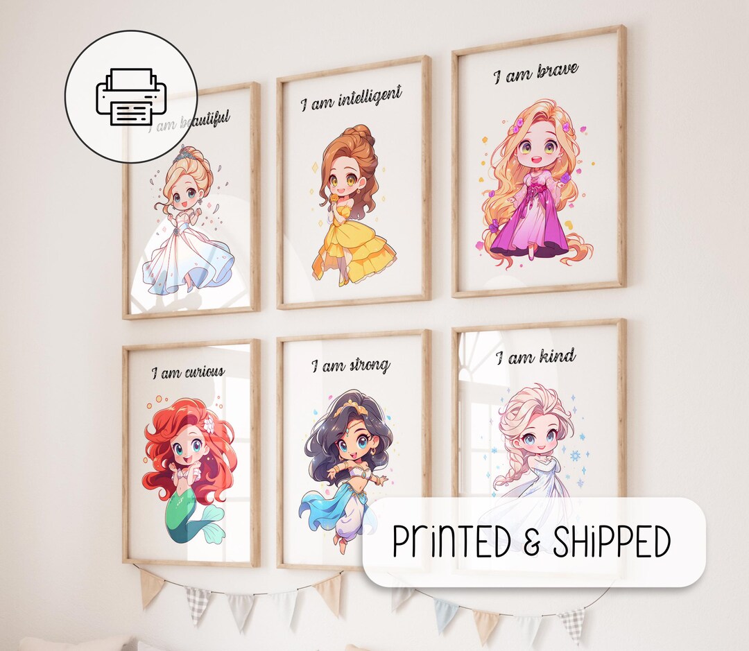Princesses Set of 6 Posters - Wall Art Decor - Girl Room Decor ...