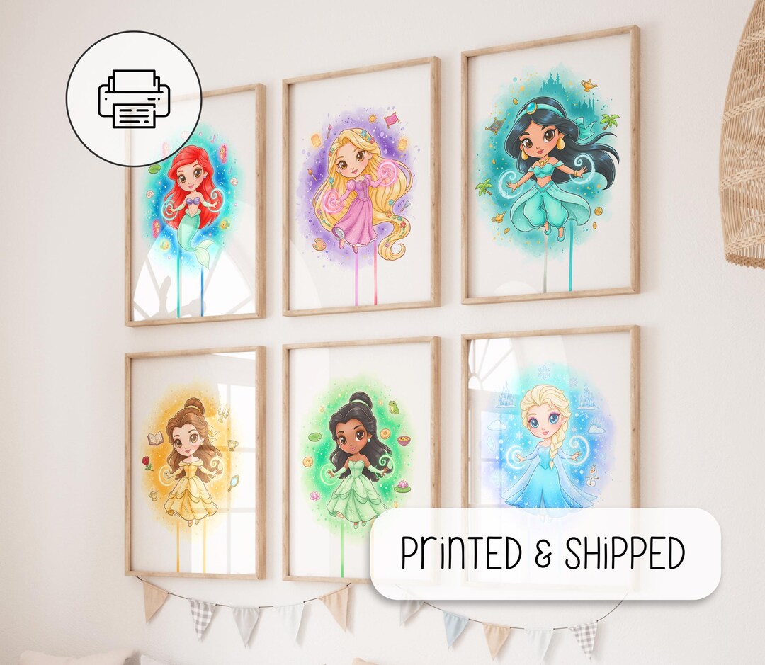 Princesses Set of 6 Posters - Wall Art Decor - Girl Bedroom Decor ...
