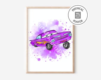 Poster per auto effetto acquerello - Decorazione murale con auto - Stampa di auto - Decorazione murale con schizzi di acquerello - Regalo per baby shower - Regalo di compleanno per ragazzi