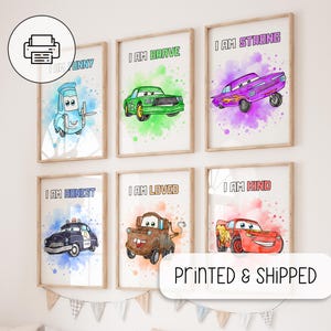 Set mit 6 Aquarell Effekt Autos Poster - Autos Wand Kunst Dekor - Autos Druck - Affirmation Wand Dekor - Babyparty Geschenk - Geburtstagsgeschenk für Jungen