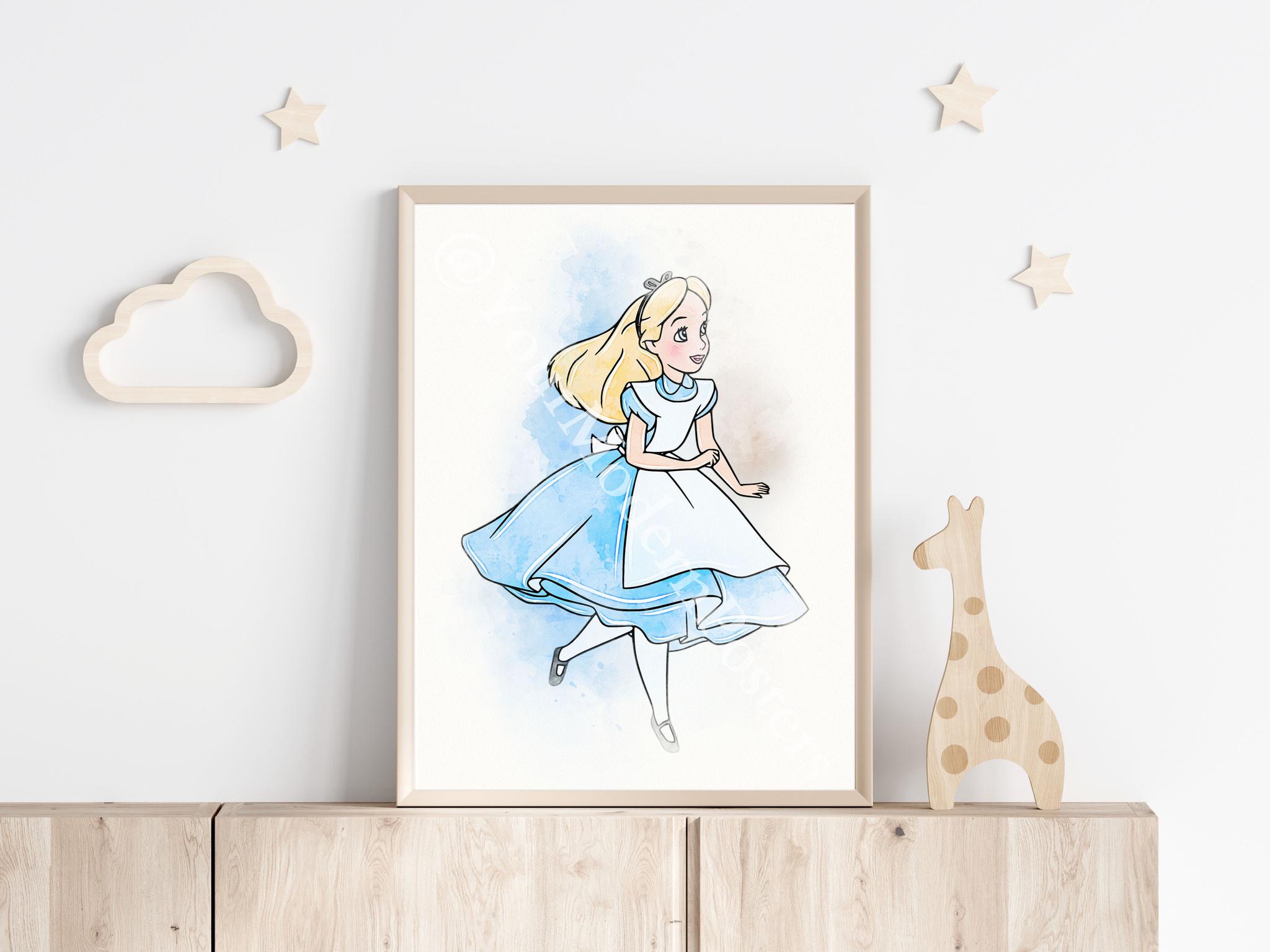 Alice in Wonderland Watercolor Print, Nursery Decor, Wall Art Gift ...