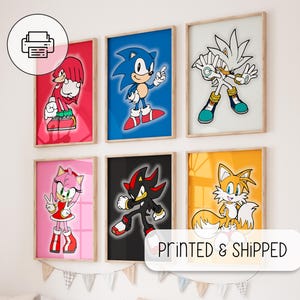 Cute Set Of Sonic the Hedgehog Posters, Nursery Wall Art - Sonic And Tails Prints, Sonic Gift - Kids Room Decor, Sonic The Hedgehog Wall Art