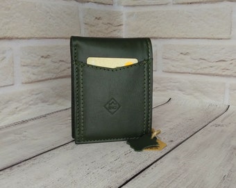 RFID Leather Wallet | Green Wallet | Genuine Leather Wallet Men's | Unique Gift for men| Front Pocket wallet