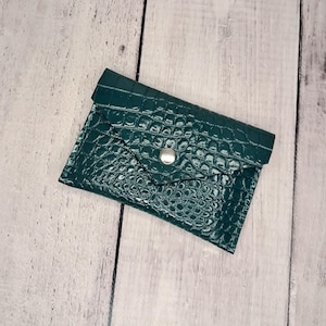 Tarjetero de piel con forma de sobre / Tarjetero con relieve de cocodrilo / Billetera pequeña / Tarjetero para tarjetas de crédito, tarjetas de visita, tarjetero para tarjetas de regalo