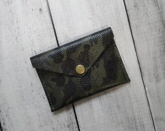 Leather Card holder-Envelope | Military leather men mini wallets | Mini Wallet for Credit Cards, Business Cards, and More!