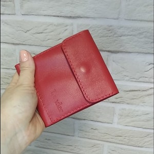 Leather Wallet for Women Dark pink color, Wallet Coin Pocket, Small Size wallet, Gift for her