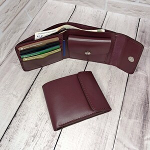 Burgundy bifold wallet, Leather wallet small, Compact wallet, Wallet for Women, Unique Gift for her