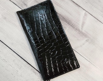 Cartera larga de cuero / Cartera bonita / Cartera con relieve de cocodrilo / Regalo perfecto