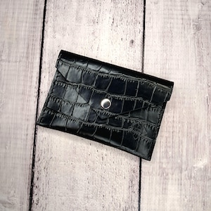 Tarjetero de piel con forma de sobre / Tarjetero con relieve de cocodrilo / Billetera pequeña / Tarjetero para tarjetas de crédito, tarjetas de visita, tarjetero para tarjetas de regalo