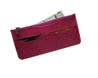 Patent Slim Leather Wallet | Gift For Her | Pink wallet | Handmade wallet