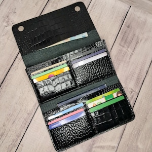 Crocodile Embossed Leather Trifold Wallet: Italian Leather Clutch