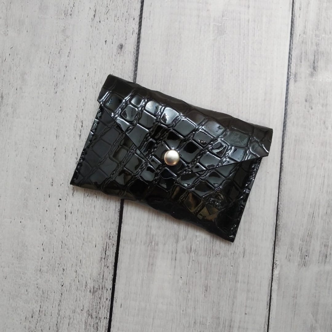 Leather Envelope | Crocodile Embossed Card Holder | Small Wallet ...
