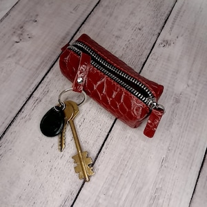Étui à clés en cuir, porte-clés, organiseur de clés rouge, porte-clés, cadeau parfait