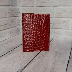 Étui pour passeport en cuir, Étui pour passeport rouge, Étuis pour passeport de voyage en relief crocodile, Porte-passeport, cadeau en cuir
