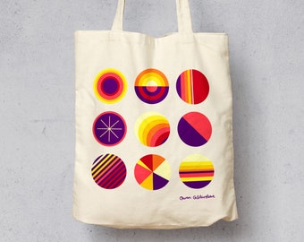 SOL – 7-Colour Screen Printed Organic Shopper Tote Bag – Geometric Graphic Design Style Apparel