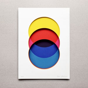 Mind&#39;s Eye – Impressão giclée A3/A2 de arte recortada em papel artesanal – Decoração de casa em estilo de design gráfico