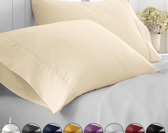 Microfibre Pillowcase 50x75cm Pillow cover for good sleep, luxury bed pillow cases Brushed Microfiber Ultra Soft, Set of 2