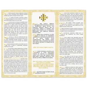 Carte de messe latine - Moyenne - Or