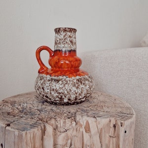 Jopeko Vintage Fat Lava Vase/1970s Mid Century Ceramic/Retro Vase with Handle/Handle Vase/Vase Vintage/vessel