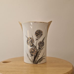 Vase AK Kaiser Porcelain West Germany J.S. Handpainted Flower, Flower Vase Vintage, signed by the artist