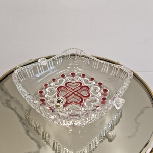 Romantic Mid Century Glass Bowl/ Red Hearts and Dots Glass Bowl by Walterglas Germany/Vintage 70s/bowl/antique glass bowl