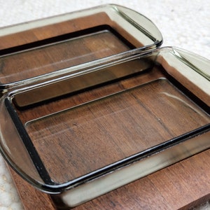 Teak tray with 2 bowls