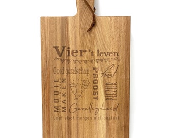 Beuken snijplank - met tekst gravure voor Samenwonen-Verhuizen - Nieuw huis - Sint cadeau - Kerst cadeau-Familie plank - Verjaardag -Feest