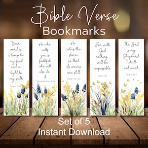 Printable Bible Verse Bookmarks, Book Lover Gift, Scripture Bookmark, Bible Verse Gift, Encouraging Words