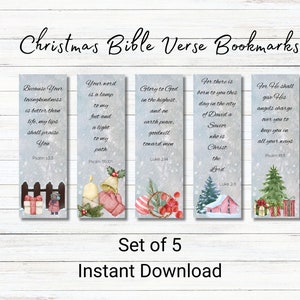 Marque-page de verset de la Bible de Noël, marque-page imprimable, cadeau pour les amoureux des livres, marque-page biblique, mots encourageants, cadeau chrétien, cadeau de Noël